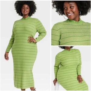 Green Striped Knit Dress NWT
